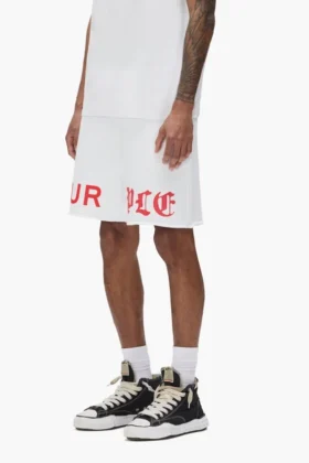 Half & Half-Schriftzug-Shorts