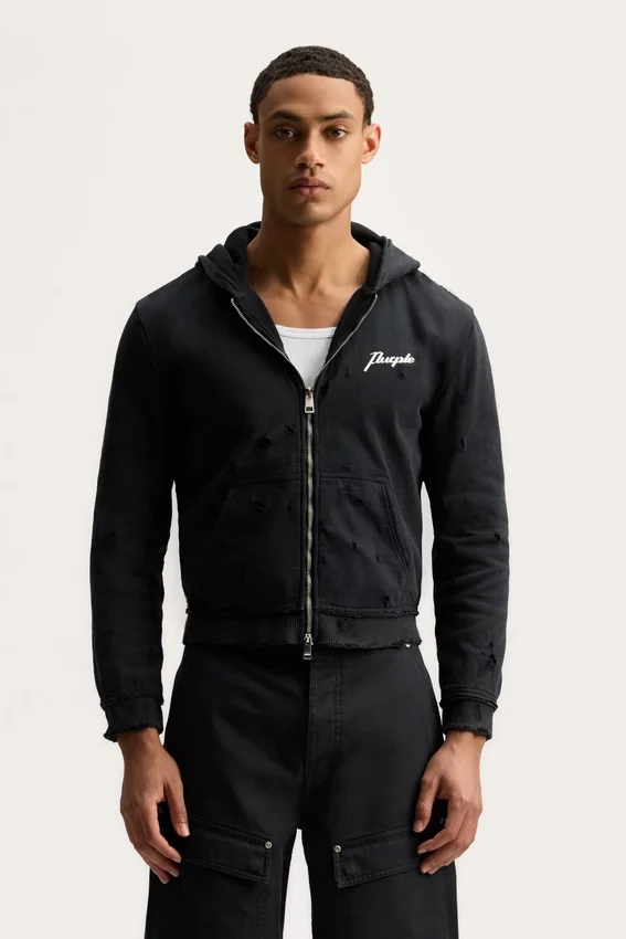Hoodie mit Reißverschluss und Schriftzug