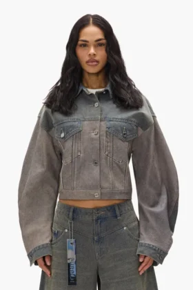 Jacke aus Denim und Leder