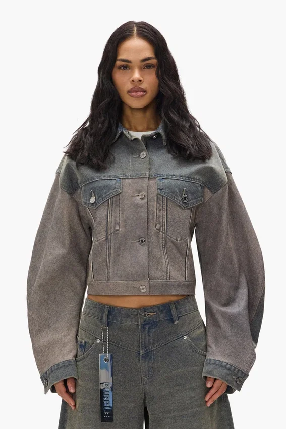 Jacke aus Denim und Leder