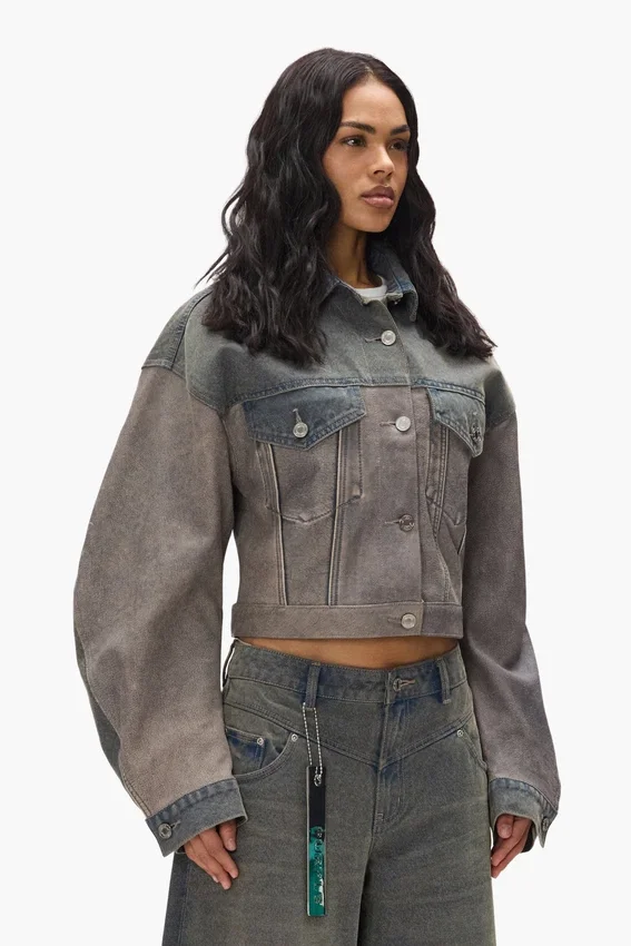 Jacke aus Denim und Leder