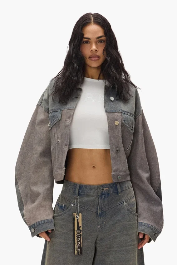 Jacke aus Denim und Leder