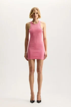 Kleid mit Wordmark-Rippausschnitt