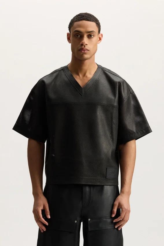 Leder-Mesh-T-Shirt