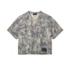 Leder-T-Shirt mit gemaltem Camo-Print