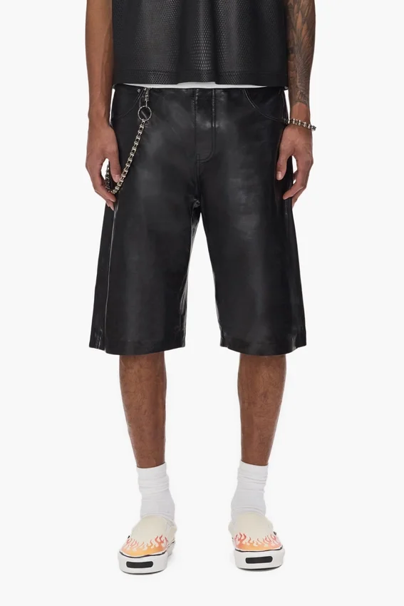 Leder-Trainingsshorts