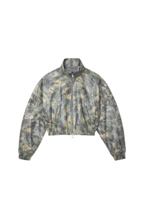 Lederjacke mit Camouflage-Print