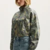 Lederjacke mit Camouflage-Print