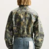 Lederjacke mit Camouflage-Print