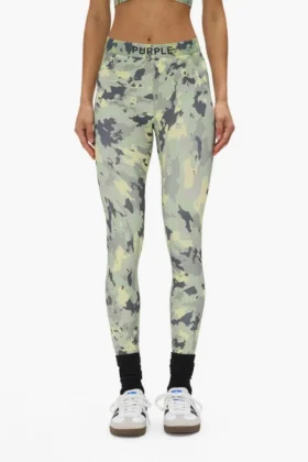 Leggings aus Nylon mit gemaltem Camouflage-Muster