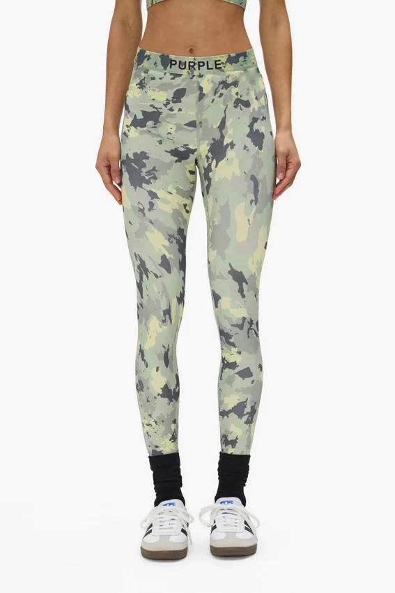 Leggings aus Nylon mit gemaltem Camouflage-Muster