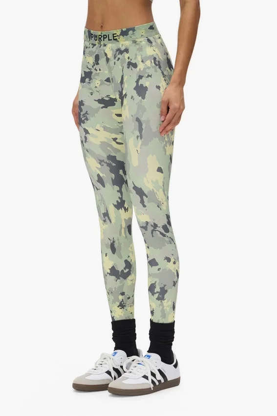 Leggings aus Nylon mit gemaltem Camouflage-Muster
