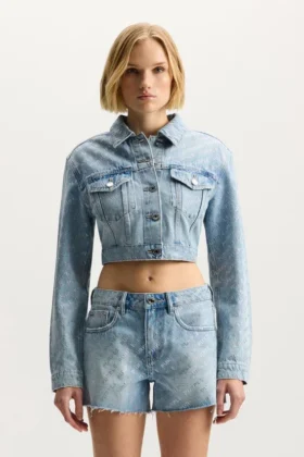 Logo Bling Crop-Jacke