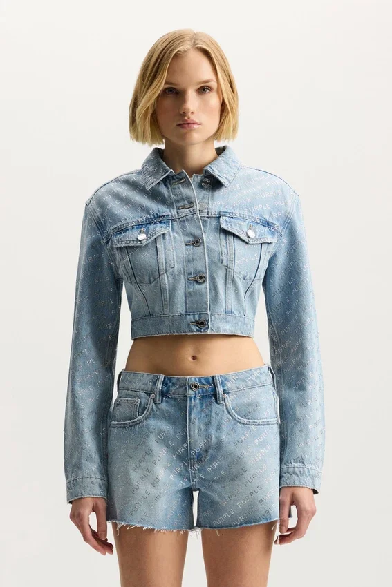Logo Bling Crop-Jacke