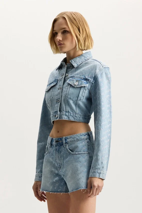 Logo Bling Crop-Jacke