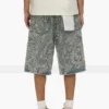 P070 Handperlbestickte & mit Kristallen verzierte Shorts