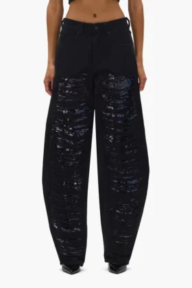 Pailletten-Hose mit geradem Bein