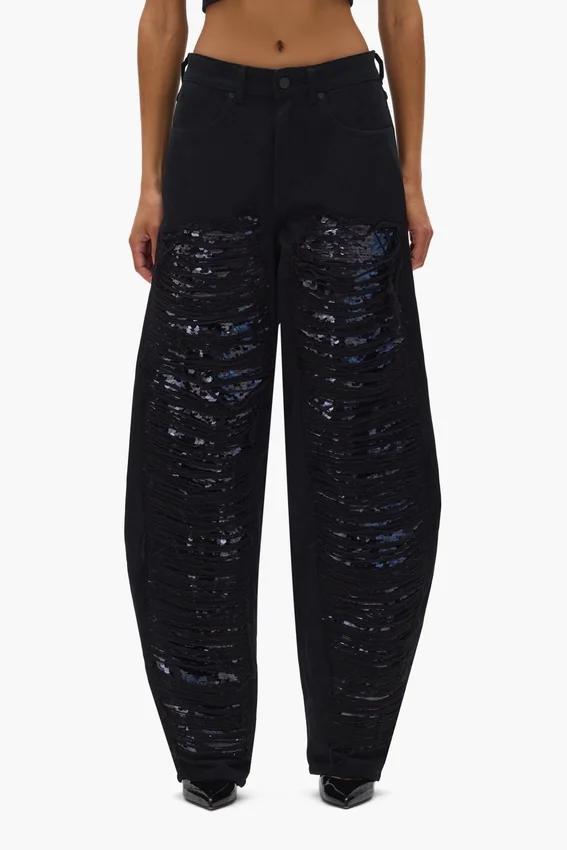 Pailletten-Hose mit geradem Bein