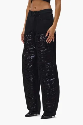Pailletten-Hose mit geradem Bein