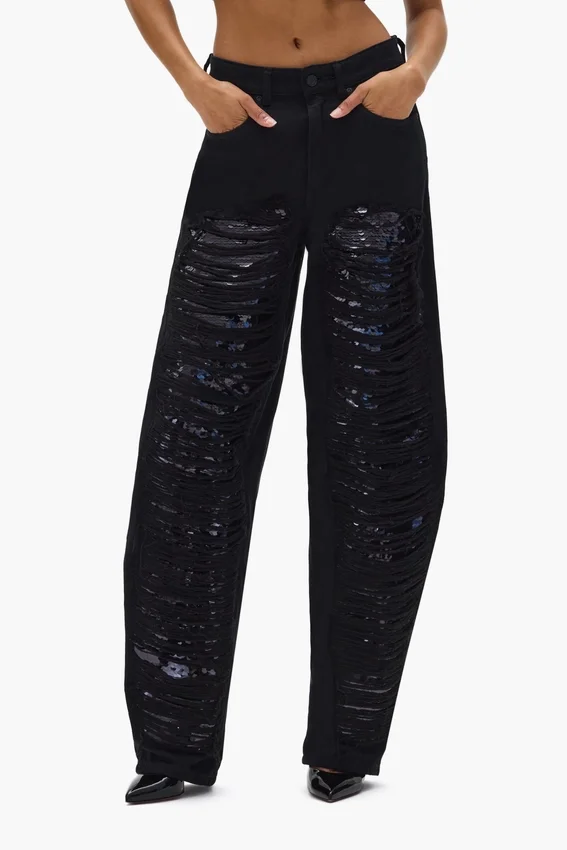 Pailletten-Hose mit geradem Bein