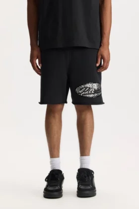 Shorts mit Pailletten-Schriftzug
