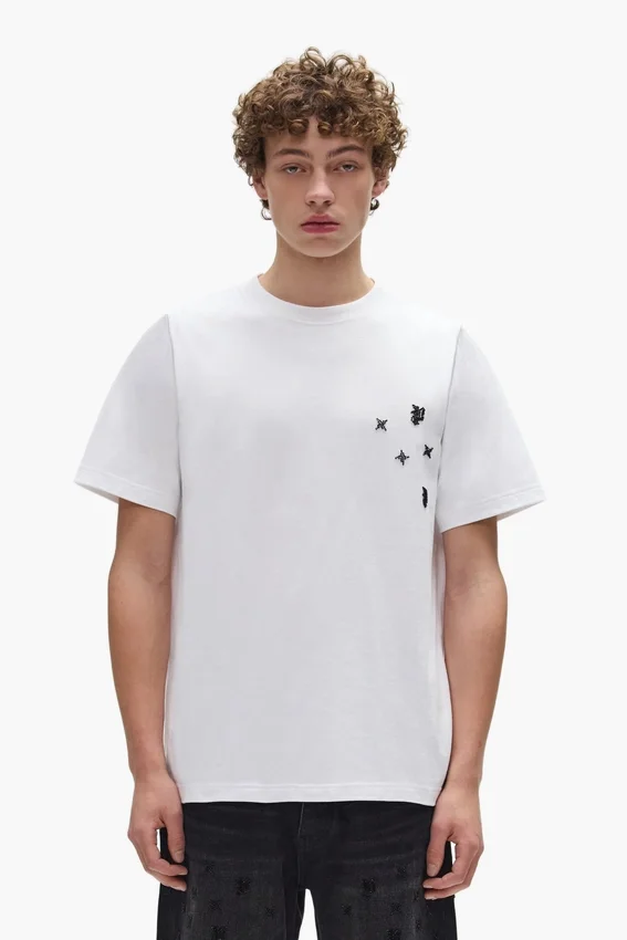 T-Shirt mit Perlen-Monogramm