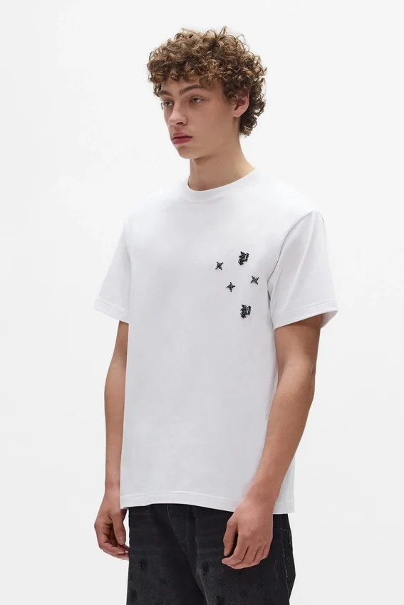 T-Shirt mit Perlen-Monogramm