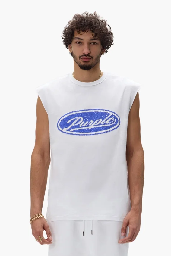 Tanktop mit Pailletten-Schriftzug