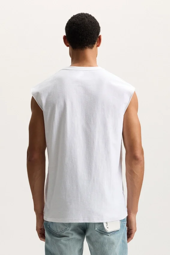 Tanktop mit Wortmarke und Perlenverzierung
