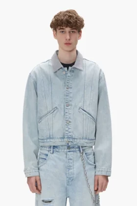 Trucker-Jacke mit kontrastierendem Kragen