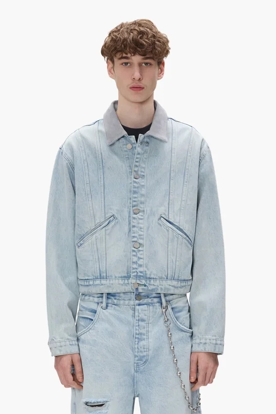 Trucker-Jacke mit kontrastierendem Kragen